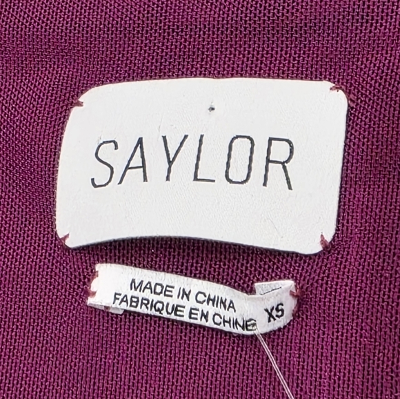 SAYLOR Kiersey Magenta Twist Front Long Sleeve Midi Dress Lace V-Neck XS New - Picture 6 of 14